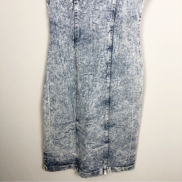 TALE-LORD | VINTAGE Bodycon Stretch Denim Dress Back Cutout Women’s Size 4/5 - Picture 4 of 11